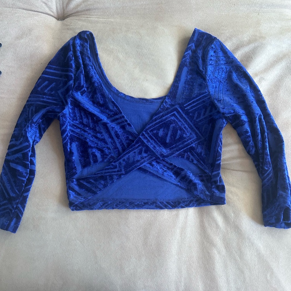 Elegant Blue Velvet Women's Top Sparkle and Fade brand